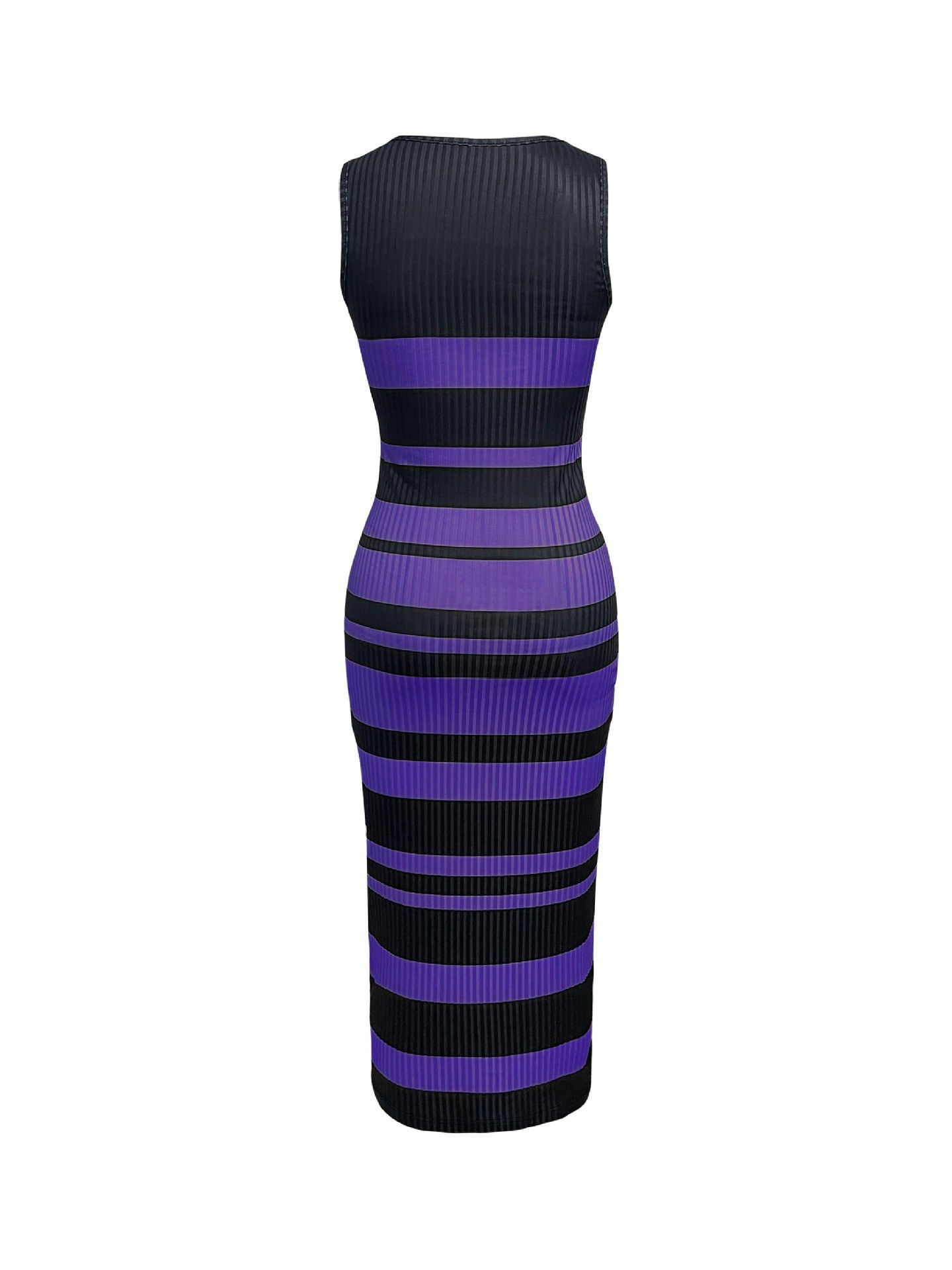 Striped Printed Sexy Sleeveless Ribbed Dress For Summer Women's Clothing_ecoleips.com