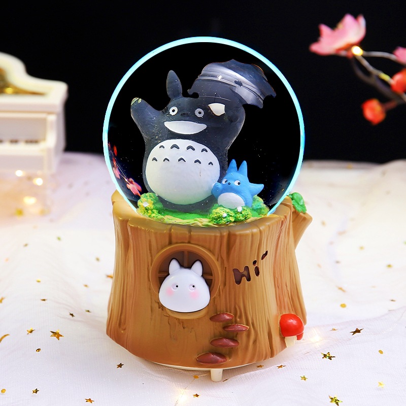 Pequeño libro rojo explosión dulce oso amarillo bola de cristal adornos luminosos giratorios caja de sonido regalos de vacaciones para niños