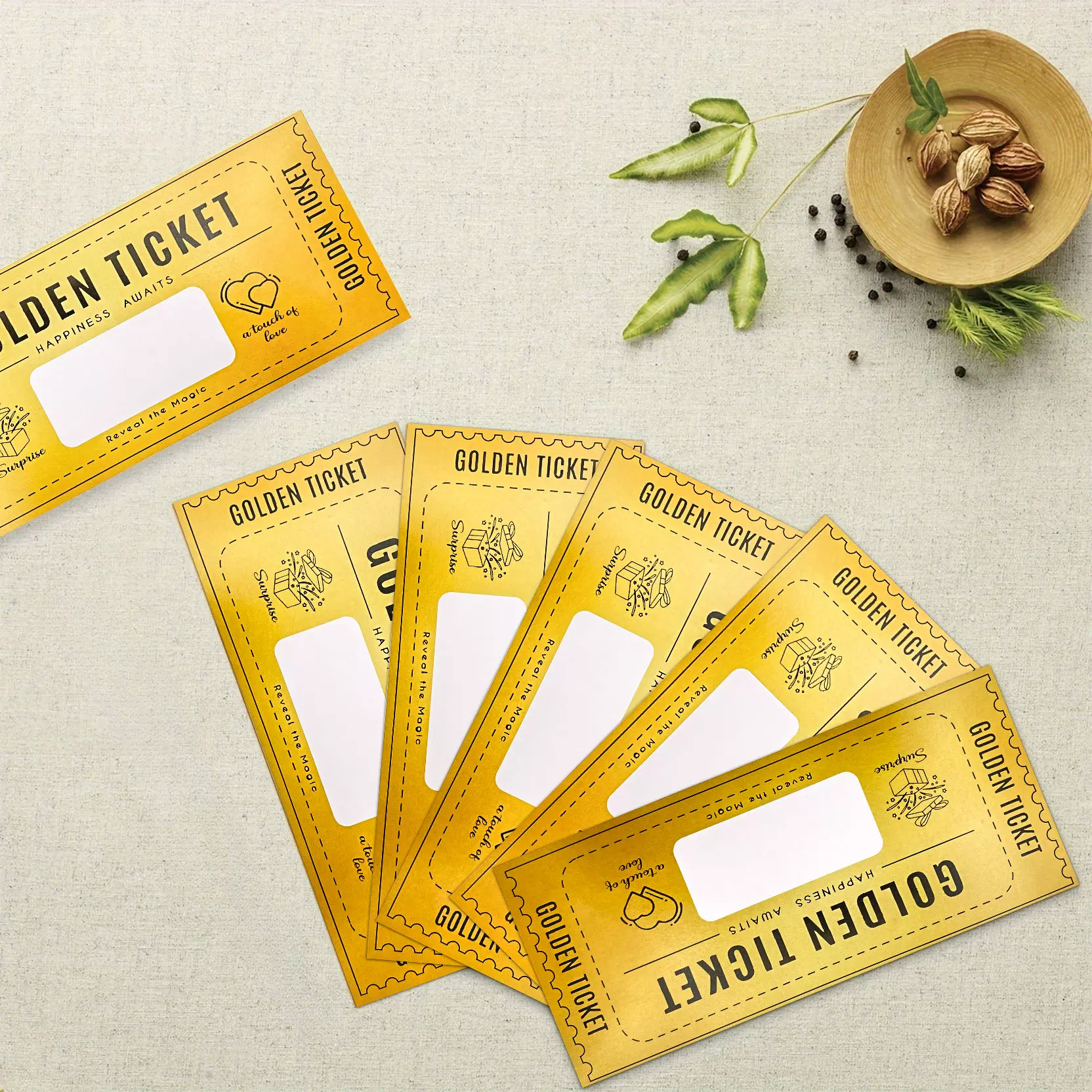 亚马逊爆品黄金门票式刮刮乐自定义趣事贺卡入场券金卡 DIY礼物