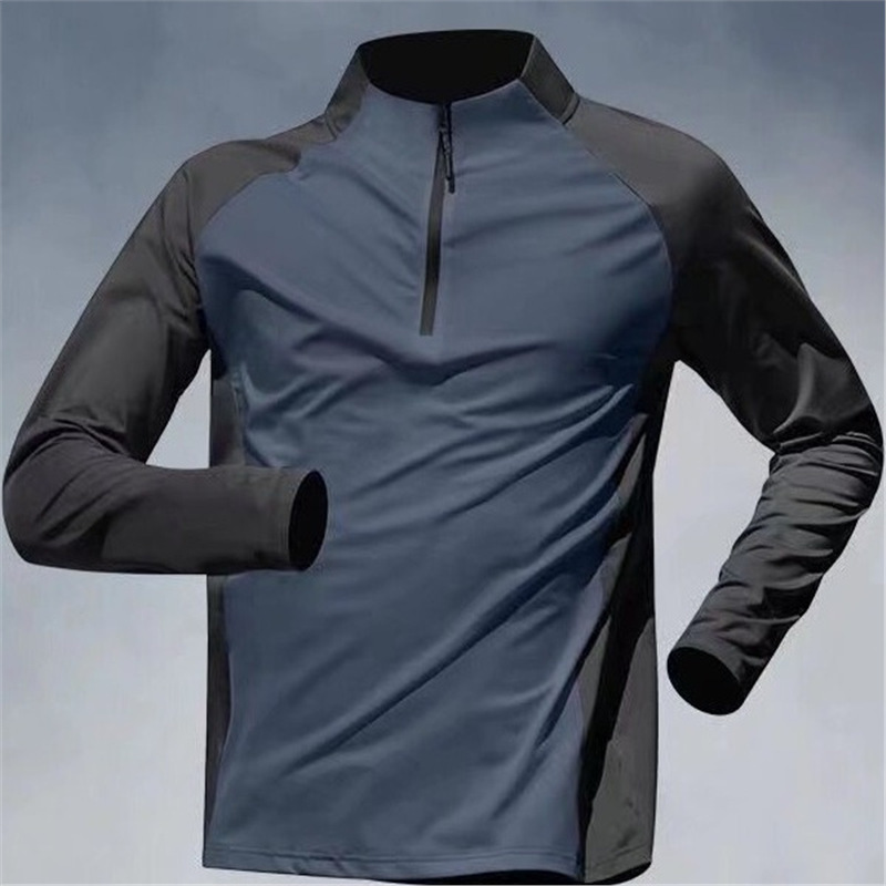 Ropa de entrenamiento con media cremallera de comercio exterior, ropa de secado de velocidad para hombres, mangas largas, primavera y otoño, verano, deportes, atletismo, camisetas para correr