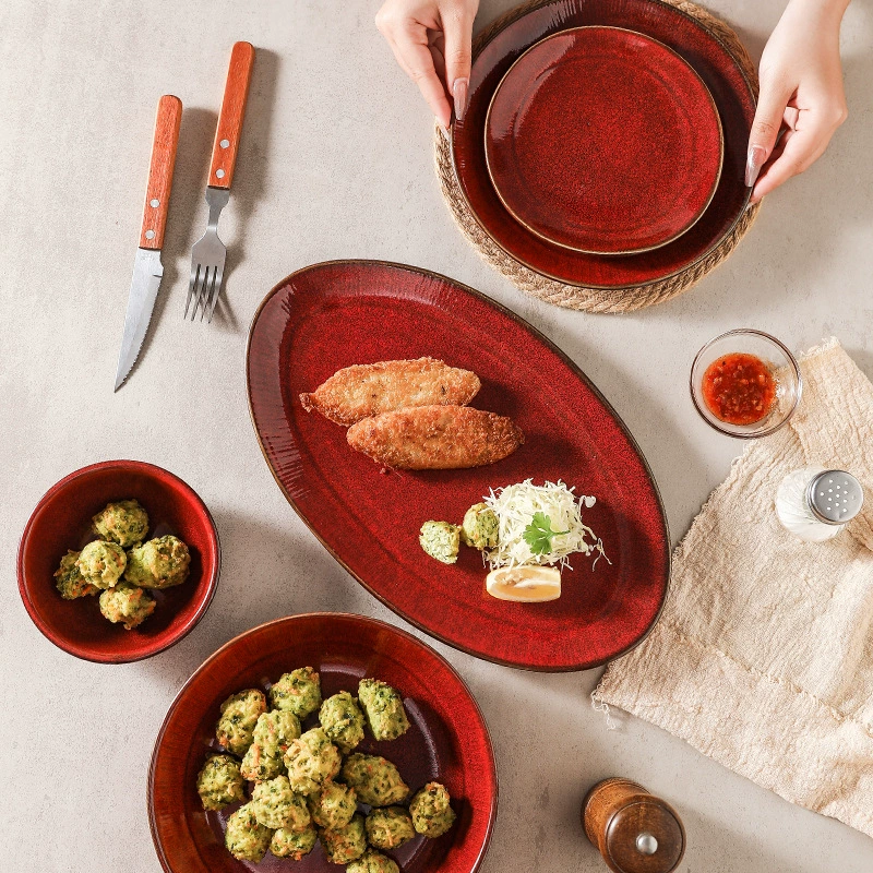 Japanese ceramic tableware for home use, dinner plate, high-quality style