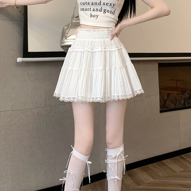 ホワイトレースケーキスカート女性の夏の 2025 新しい甘いソフトガールハイウエストチュチュスカートショートスカート|undefined