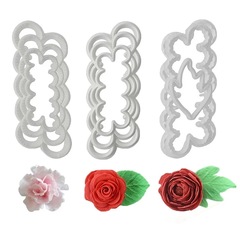 3-piece set one-piece rose print decorative cut mold fondant mold DIY cake mold fondant flower plastic mold