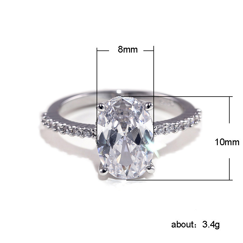 New Fashion European And American Copper Zircon Platinum Ring Korean Engagement Ring display picture 1