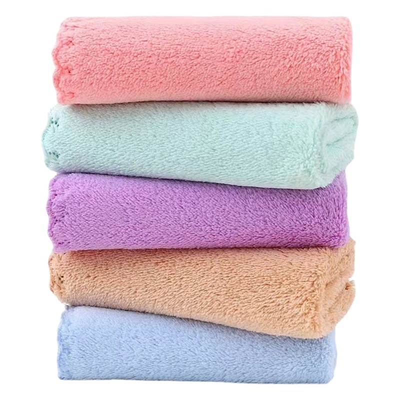 20 pieces of coral fleece square towel kitchen dishwashing cloth soft absorbent handkerchief plain hand towel