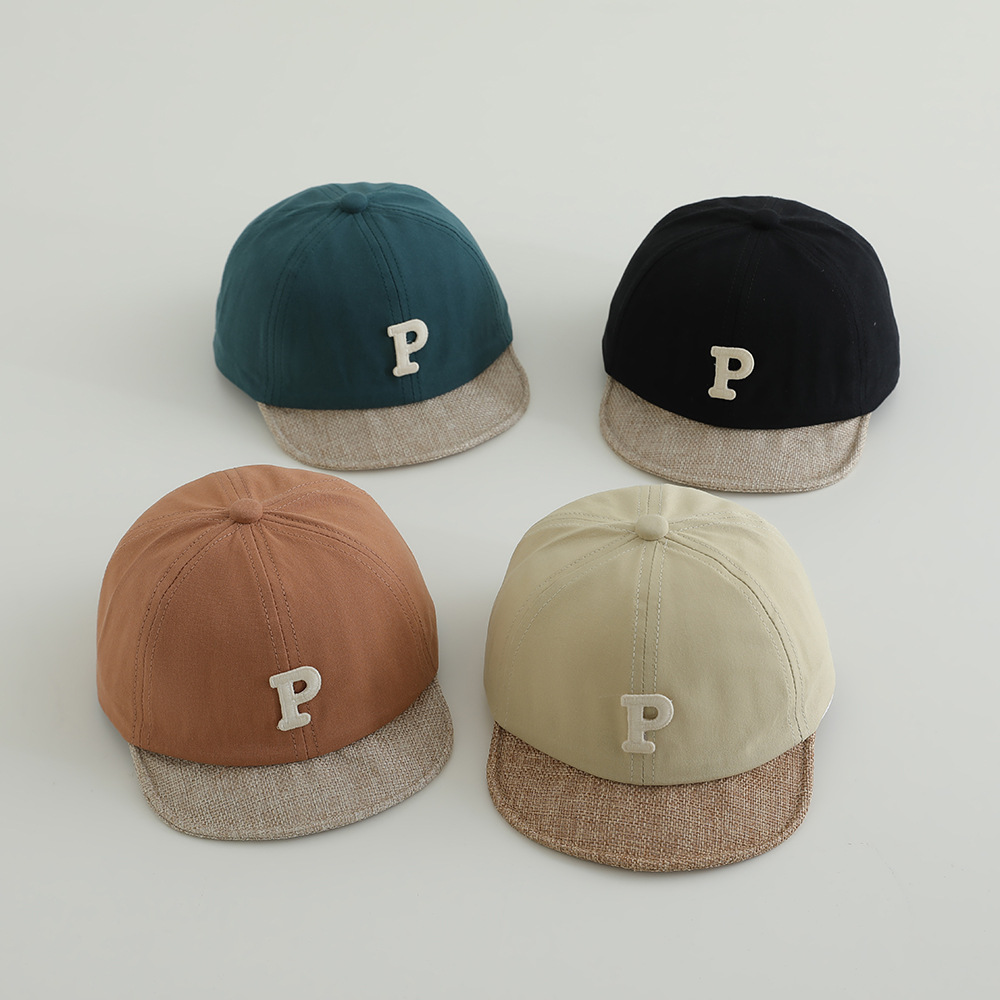 Sombrero infantil de primavera y otoño de letras p, sombrero de brida suave, sombrero de béisbol casual coreano, sombrero de lengua de pato.