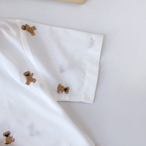 Children's cartoon bear suit summer Korean style children's clothing boys' fashion shirt shorts girls' skirts and pants two-piece set wholesale