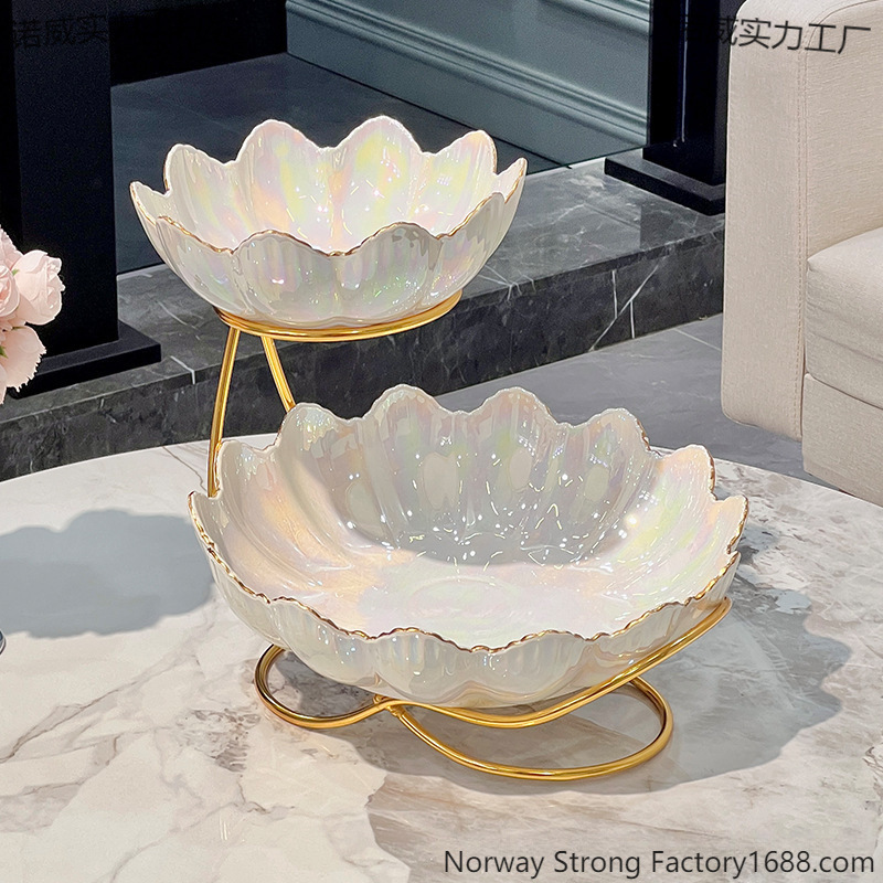 欧式水果盘家用客厅轻奢多层下午茶点心架糖果盘子前台零食甜品盘