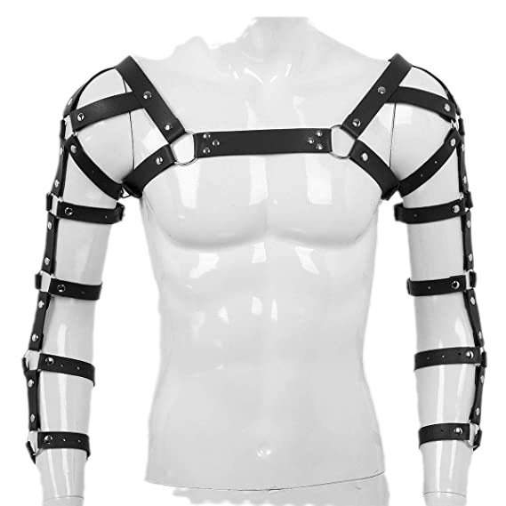 Correa de cuero del hombro del brazo de los hombres transfronterizos Ropa de rendimiento europea y americana personalidad Red correa de hombro de cuero rojo correa de brazo