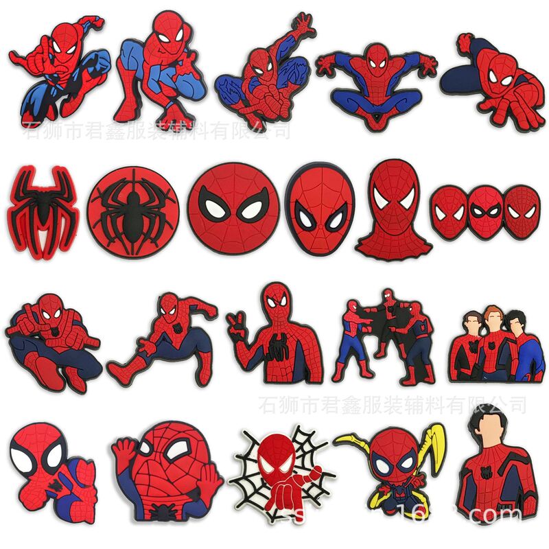 Q version Peter Spiderman shoe accessories buckle cross border DIY cave shoes flower shoe buckle Marvel movie animation character