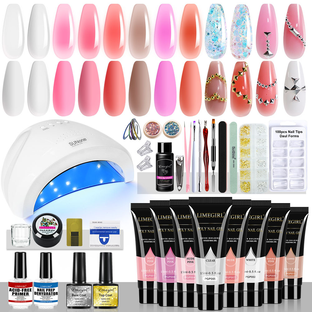 Nuevo conjunto de manicuras herramientas de manicuras pegamento de extensión de uñas lámpara UV cristal pegamento de extensión en stock