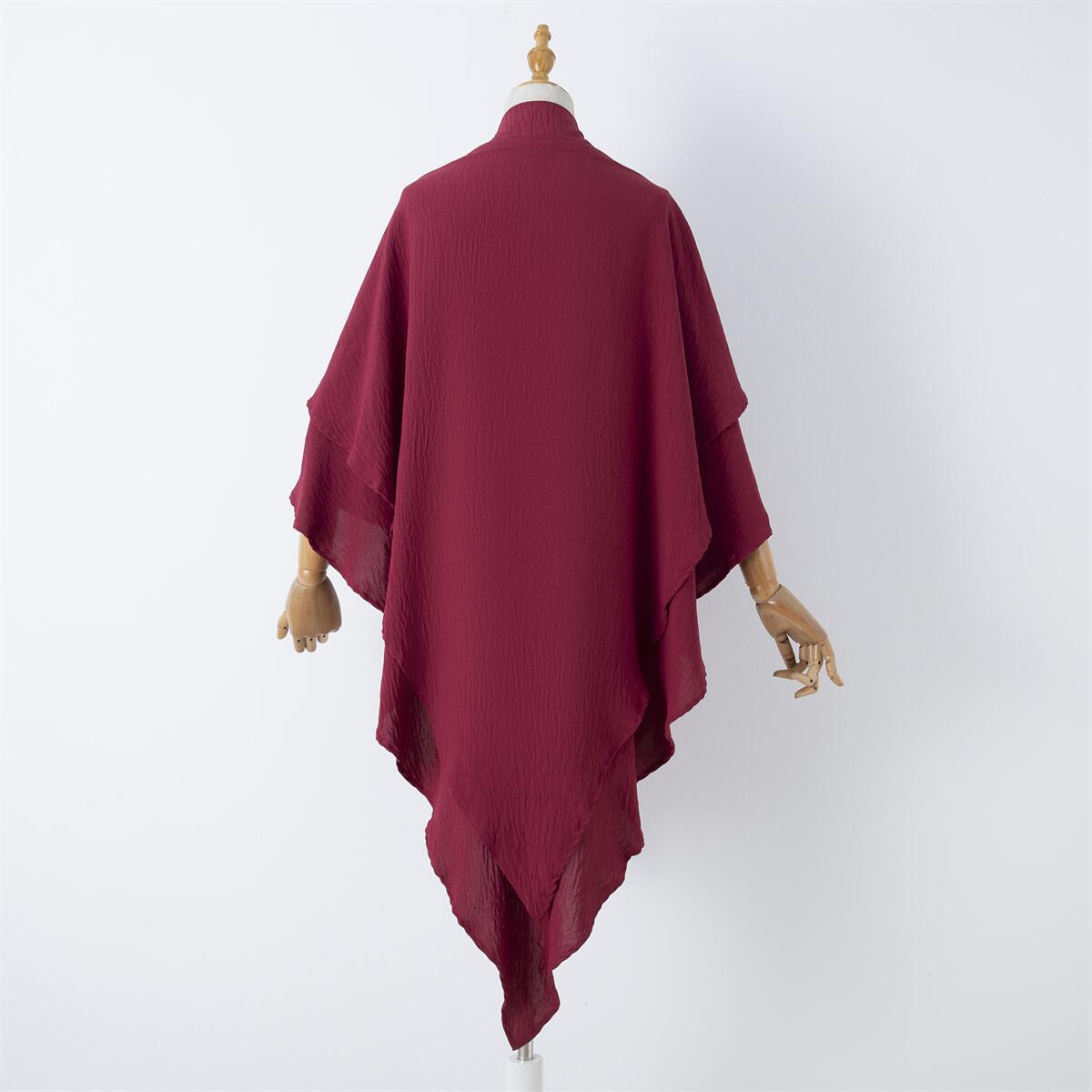 Damenbekleidung einfarbige Spitze Muslim Doppelschicht Kopftuch_voghion.com