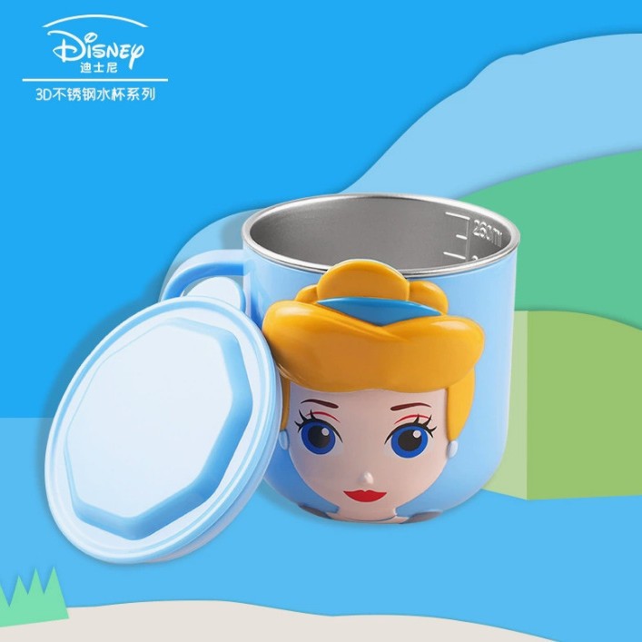 Disney serie 3D tazas estereoscópicas para niños 304 tazas de acero inoxidable tazas de agua princesa tazas de desayuno McQueen anti-caída