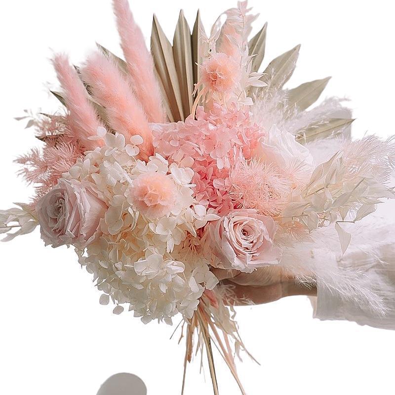 Bouquet de fleurs séchées rose éternelle et gypsophile déco_voghion.com