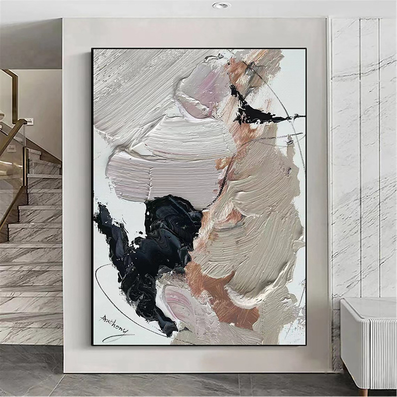 Pure Hand-painted Thick Texture Oil Painting Stereo Abstract Living Room Decorative Painting Light Luxury Large Floor Painting Restaurant Hallway Hanging Painting