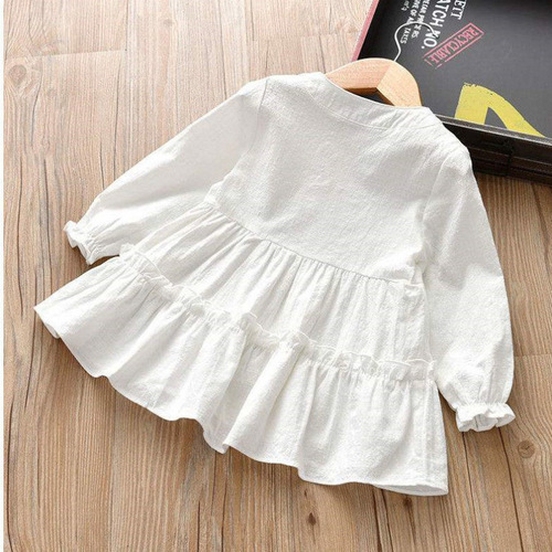 Children's Top 2025 Spring and Autumn Stylish Blouse Skirt Children's Cotton Linen Skirt Shirt for Girls Baby Long Sleeve Blouse