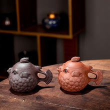 紫砂功夫茶具套装创意河豚茶壶办公室客厅高档陶瓷泡茶器茶壶茶杯