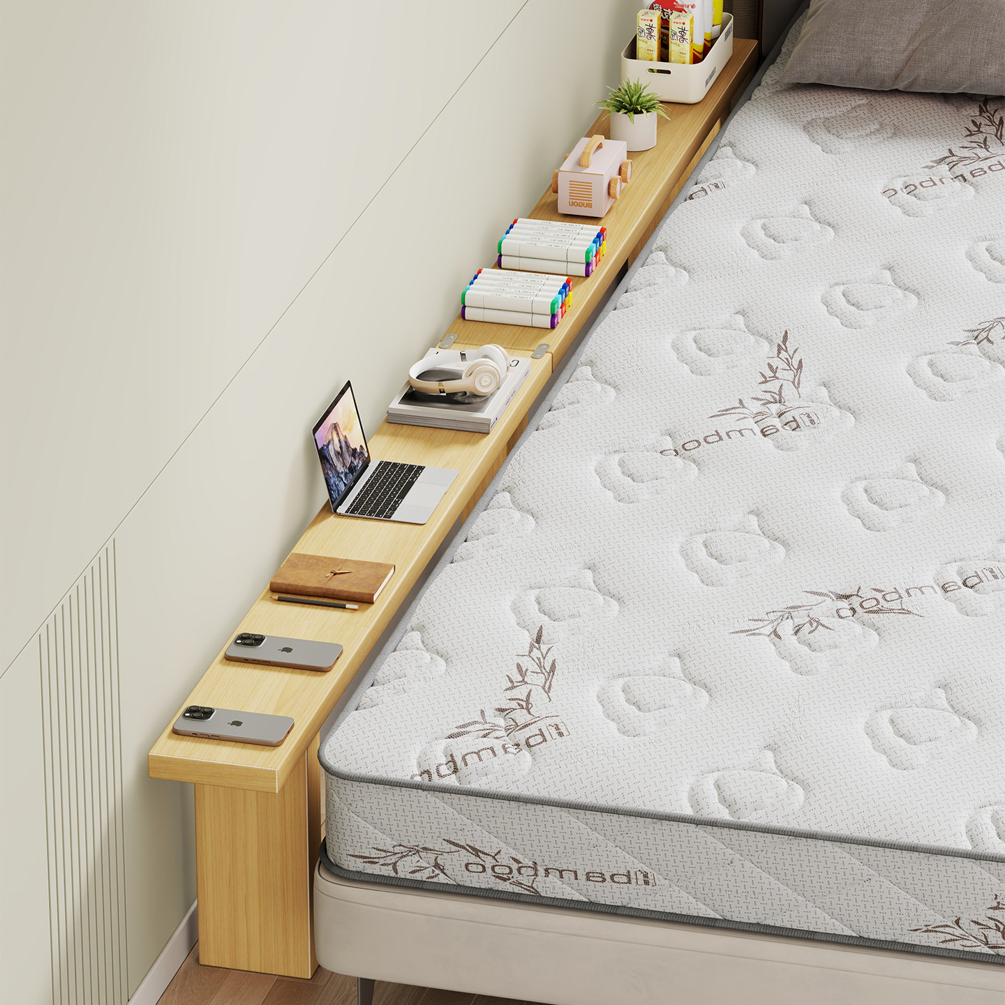 Bedside gap filler, home use wooden board, solid wood narrow edge, widened stool, bed end gap connector, bed panel