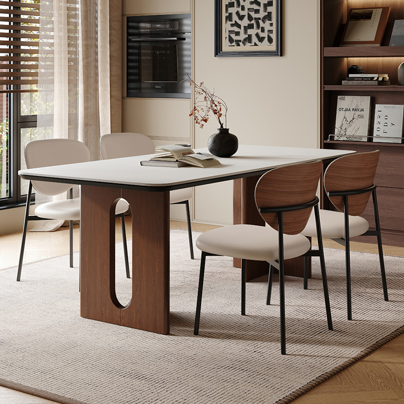 Mesa de comedor y sillas Delifeng de madera maciza, modelo 2025, estilo moderno minimalista de mediados de siglo, para apartamentos pequeños.