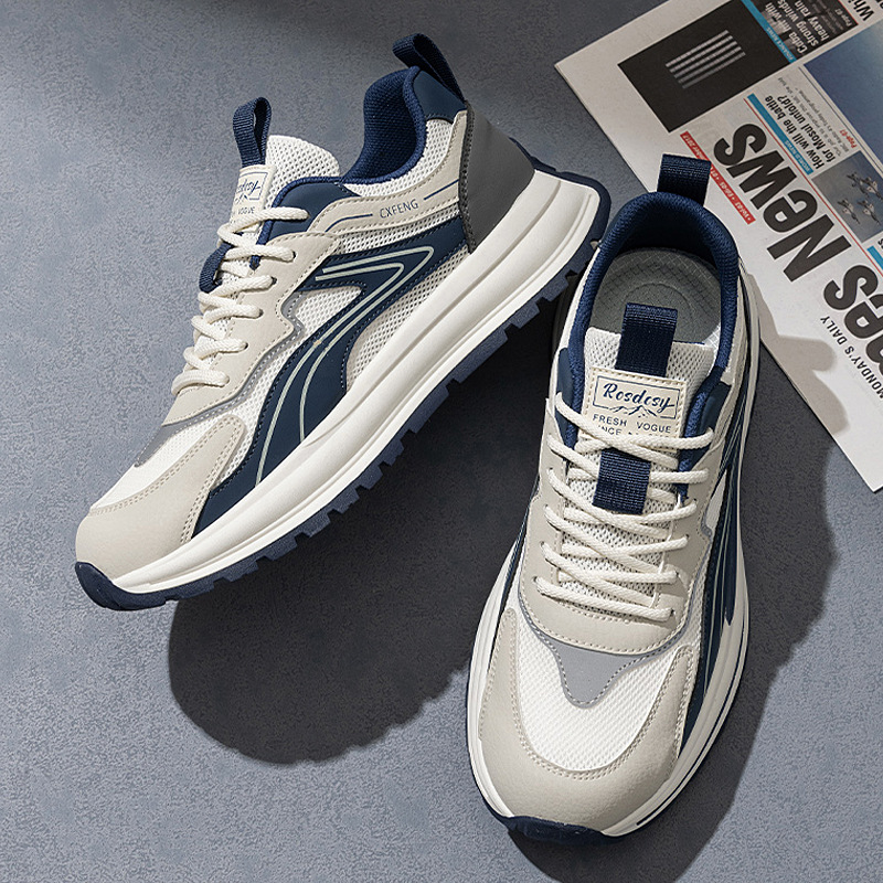 Primavera y verano 2025 para hombres, nueva malla, banda elástica fina, pies, tendencia deportiva, zapatos casuales bajos de todo fósforo para hombres