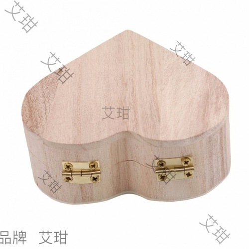 Euro-American Cross-Border Wooden Heart-Shaped Tea Cake Storage Box | Kids' DIY Clay Wooden Box | Wooden Heart-Shaped Jewelry Box