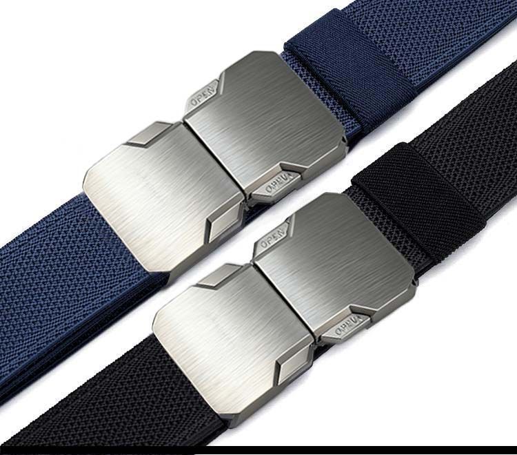 Cross-border Men's Nylon Canvas Tactical Belt with Elastic Webbing and Buckle for Outdoor Training and Casual Wear