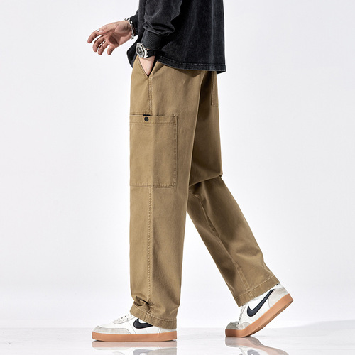 Newtang Workwear Pants Men's Trend Brand American Drop-Waist Long Pants Spring and Autumn New Pure Cotton Loose Casual Wide Leg Pants Men's Style