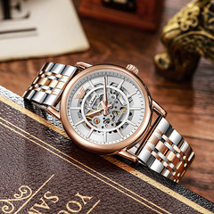 Brand Automatic Mechanical Business New Fashion Open-Back Transparent Water-Resistant Glow-in-the-Dark Functional Men's Watch