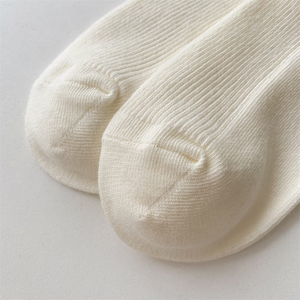 Calzini autunnali e invernali Miu Bow Ankle, calzini lunghi da donna in pile tubolare con motivo verticale in pizzo stile foresta_voghion.com