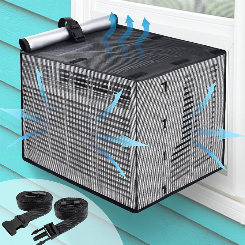 Window Air Conditioner Outer Machine Sunscreen Anti-falling Leaf Protective Cover Ventilation Mesh Window AC Mesh Air Conditioner Outer Cover