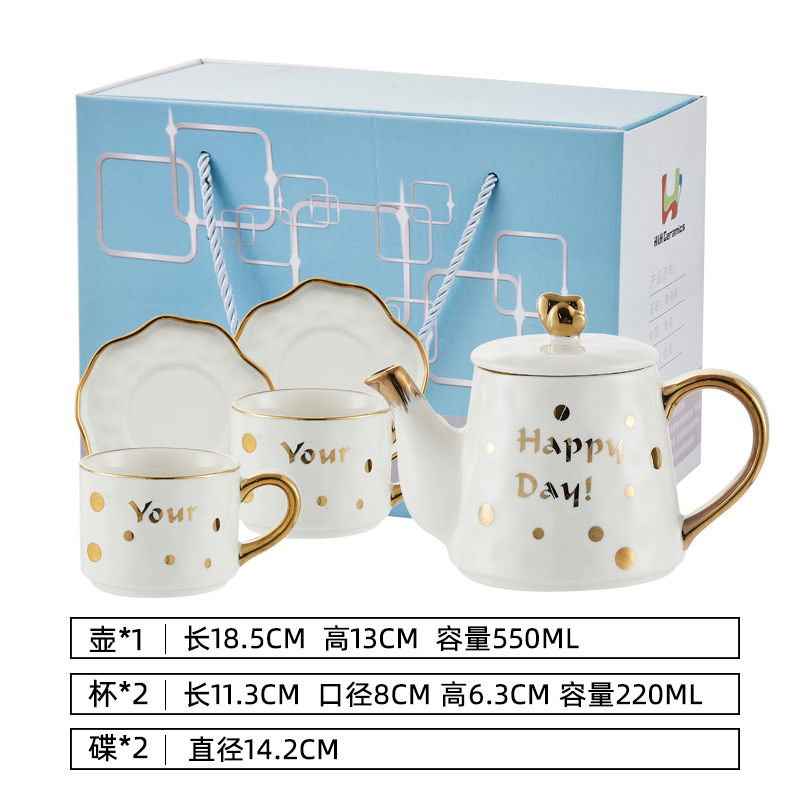 Juego de Teteras de Cerámica Estilo Nórdico, Éxito de Ventas en Amazon, Tetera Chapada en Oro para Uso Doméstico, Ideal para Regalos, Admite Logotipo, Estilo Lujoso