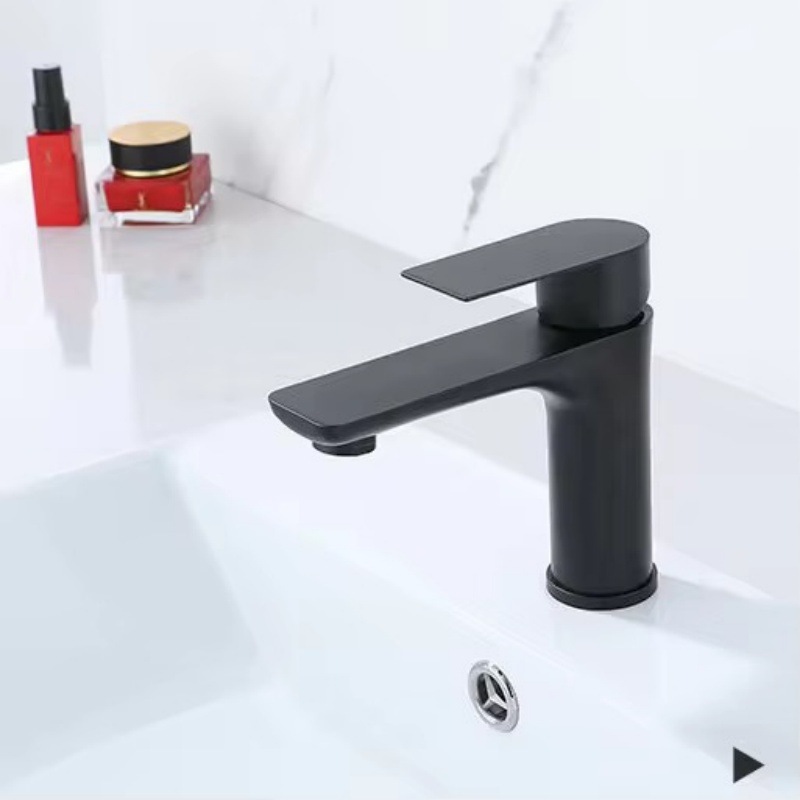 [new flat style] 304 matte black basin hot and cold faucet + 60cm explosion-proof pipe
