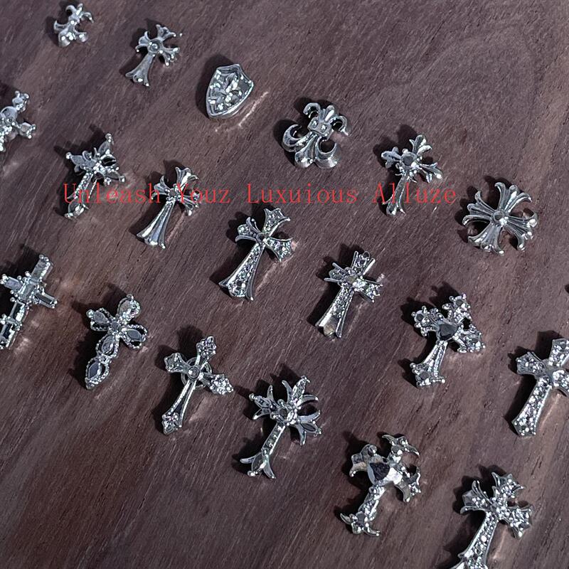 Nail Art Metal Accessories Wholesale Silver Alloy Cross 456 Retro Punk Style Nail Art Wholesale