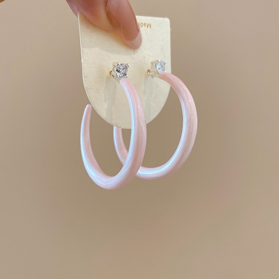 Aguja de plata Corea del Sur diamante Opal flor pendientes diseño fresco Rosa pendientes moda pendientes dulces al por mayor