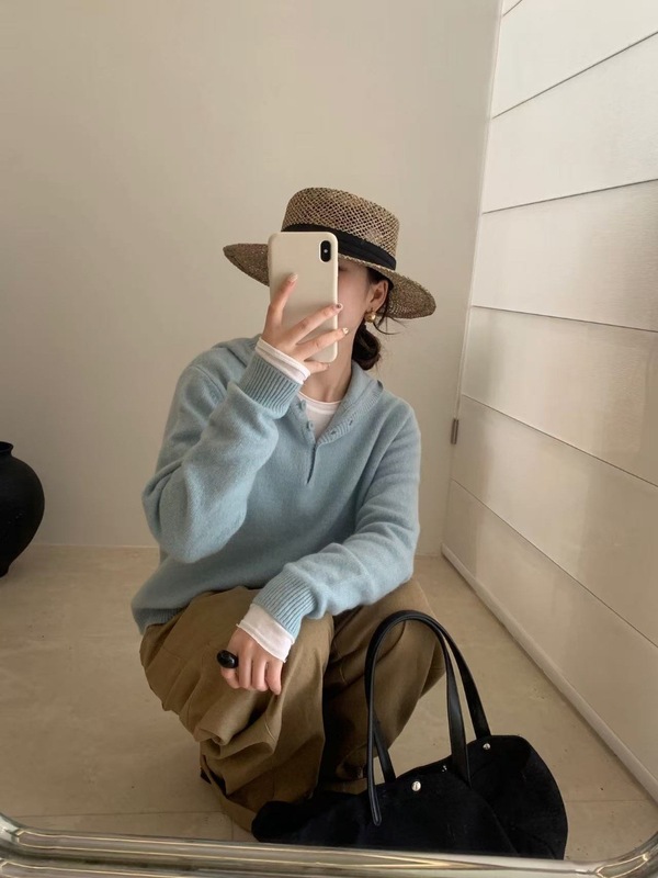 100%全羊毛针织卫衣女秋冬2025新款韩系宽松显瘦纯色套头保暖毛衣|undefined