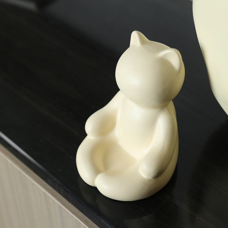 Creative ins lindo cerámico gato candelabro decoración moderna sala de estar minimalista entrada mesa de comedor decoración suave al por mayor