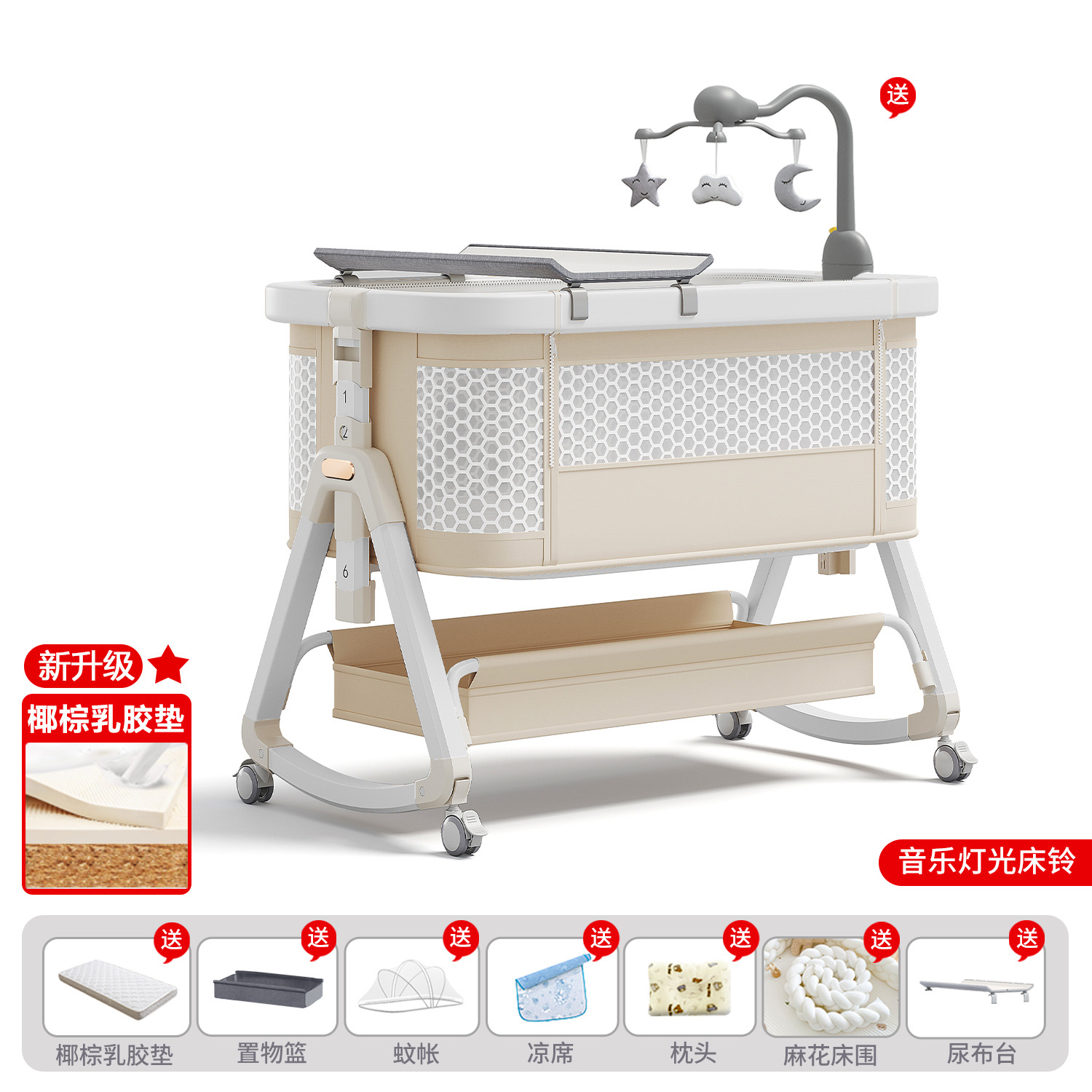 Cama de bebé móvil portátil cuna cama plegable multifuncional BB cama para recién nacidos empalme cama grande