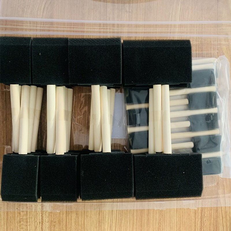 Suministro transfronterizo mango de madera cepillo de esponja negro niños bricolaje graffiti espátula pintura arte cepillo de esponja al por mayor