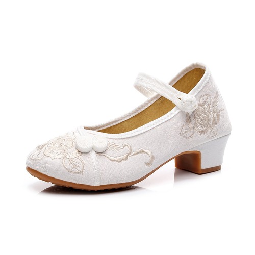 Together 2020 Spring Mid-heeled Ethnic Style Hanfu Shoes Women's Embroidered Shoes Cheongsam Ancient Style Single Shoes Dance Shoes
