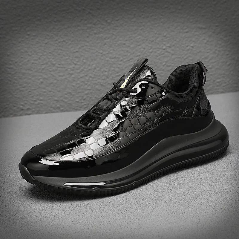 Мужская обувь 2021, Весенняя Новая модная кожаная обувь, Мужская модная обувь, черные амортизирующие мужские кроссовки из воловьей кожи на воздушной подушке