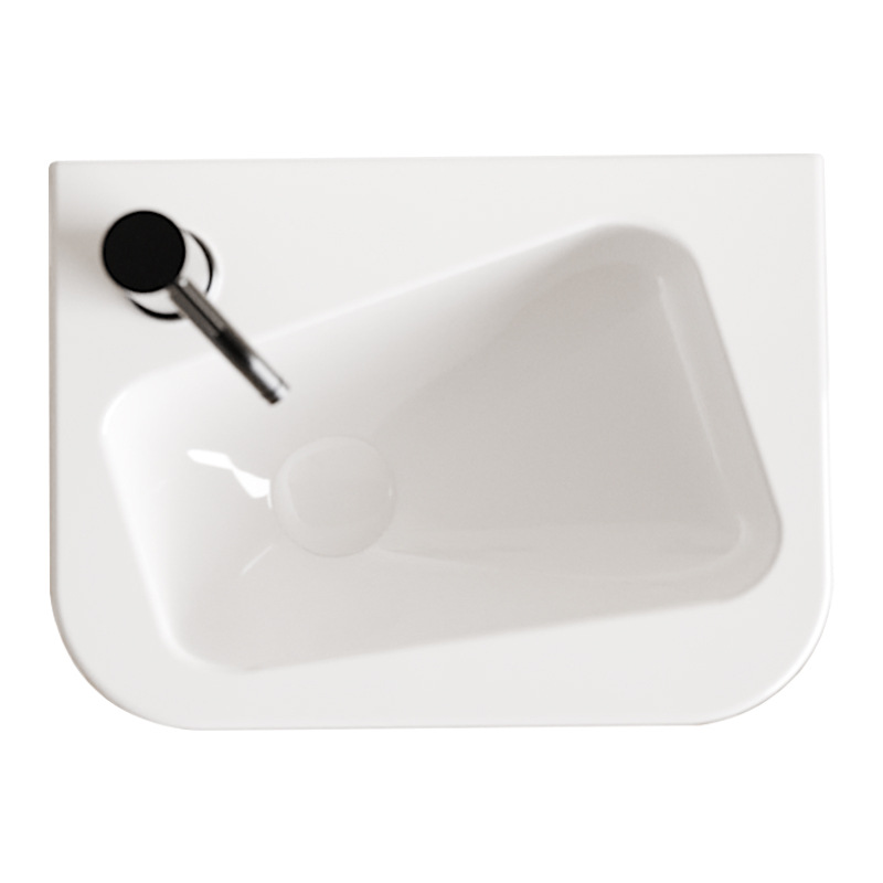 Lavabo de pared de apartamento pequeño lavabo individual lavabo de arco de baño lavabo cuadrado de cerámica sobre encimera especial transfronterizo