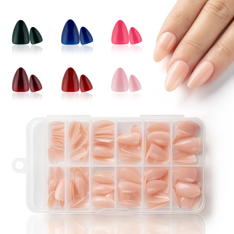 Foreign trade solid color 120 pieces of fake nails wearing nails detachable nail nails European and American nail pieces short almond fake nails