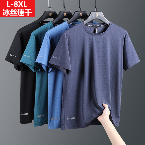 Summer silk quick dry breathable thin sports short sleeve T-shirt…
