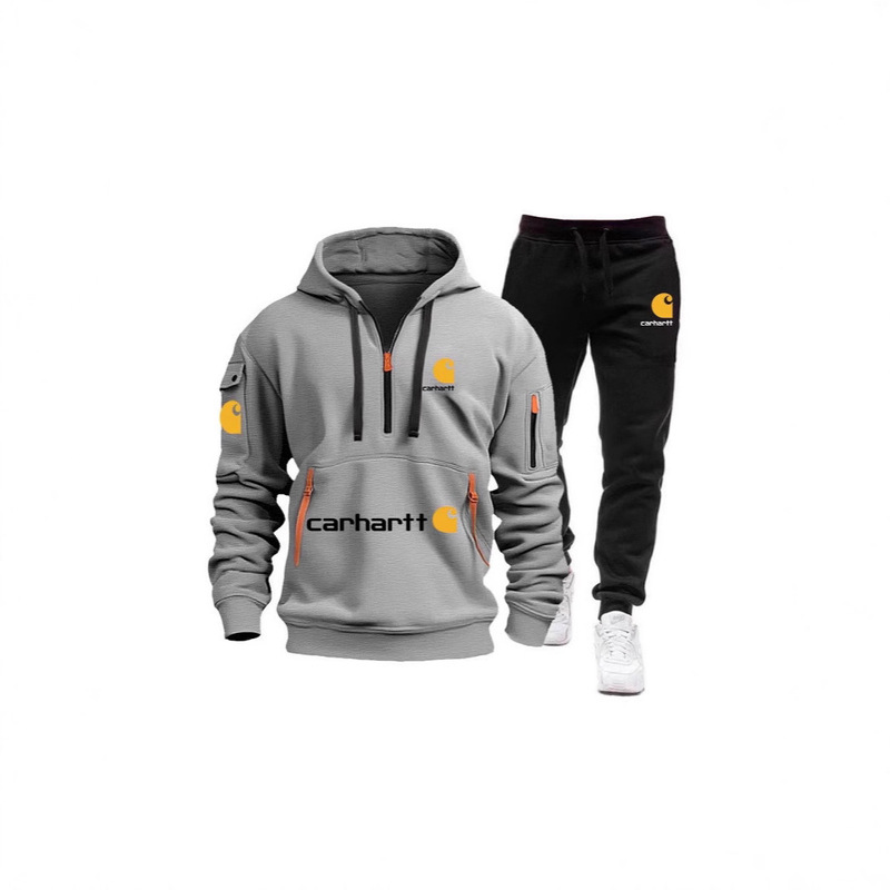 Cross-Border Trendy Men's Sports Suit Autumn and Winter Carhartt Mango Long-Sleeved Zipper Fleece Sweatshirt Two-Piece Set