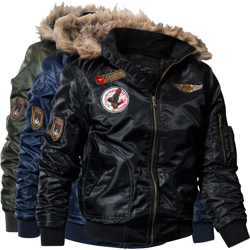 Herrkläder utomhus sportflyg herr enfärgad WISH bomullskläder ny vinter varm jacka ungdom personlighet kappa_voghion.com