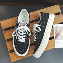 帆布鞋男2024春季新款情侶板鞋系帶小白鞋潮流百搭學生男鞋批發