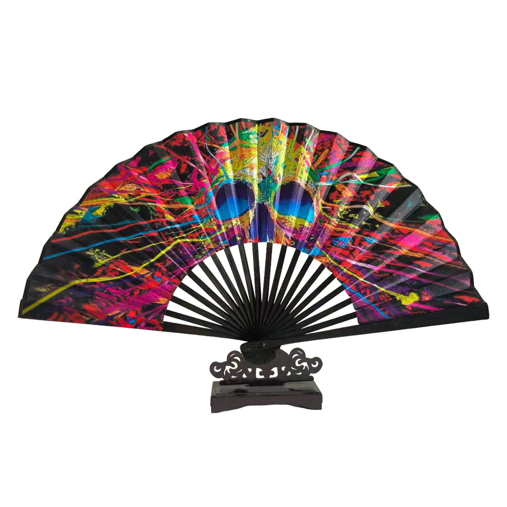 Abanico Plegable de Kung Fu de 33 cm de Plástico para Danza y Artes Marciales