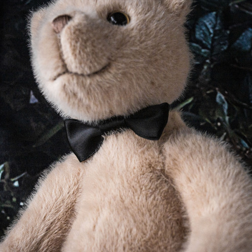 Brand Dabron Official Original Plush Bear with Golden Bow Tie, Cream Yellow, Anniversary Gift Box Set