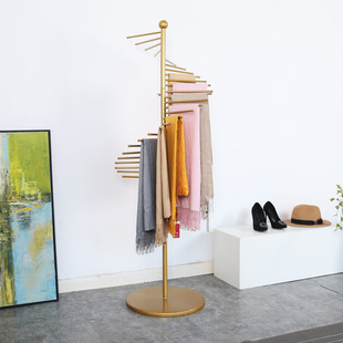 Golden Scarf Shelf Floor Display Stand Creative Hanging Scarf Clothing Store Pants Display Rack Multifunctional Round Sub