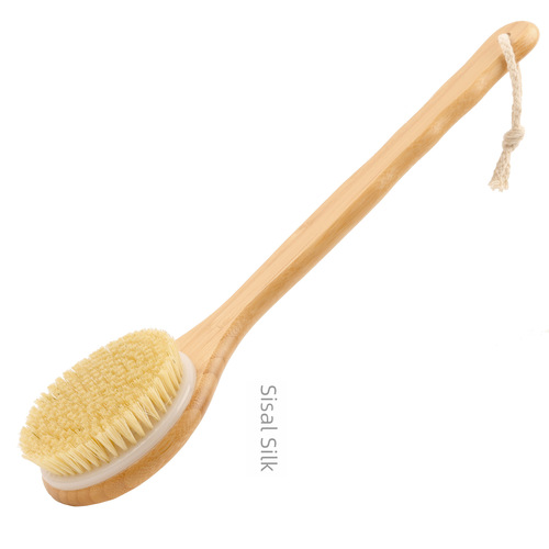 Nan bamboo whole handle hog bristle bath brush, bathing brush, massage brush, exfoliating bath brush, hog bristle soft hair brush, horse hair brush 